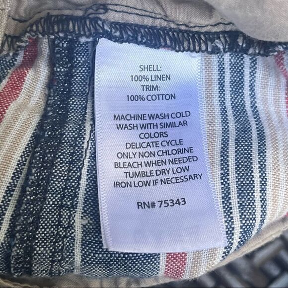 BRITISH KHAKI RED WHITE BLUE STRIPED LINEN SHORTS SIZE 2 - Picture 8 of 9